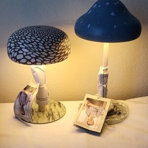 Modern Mushroom Table Lamp Set - Black and Blue